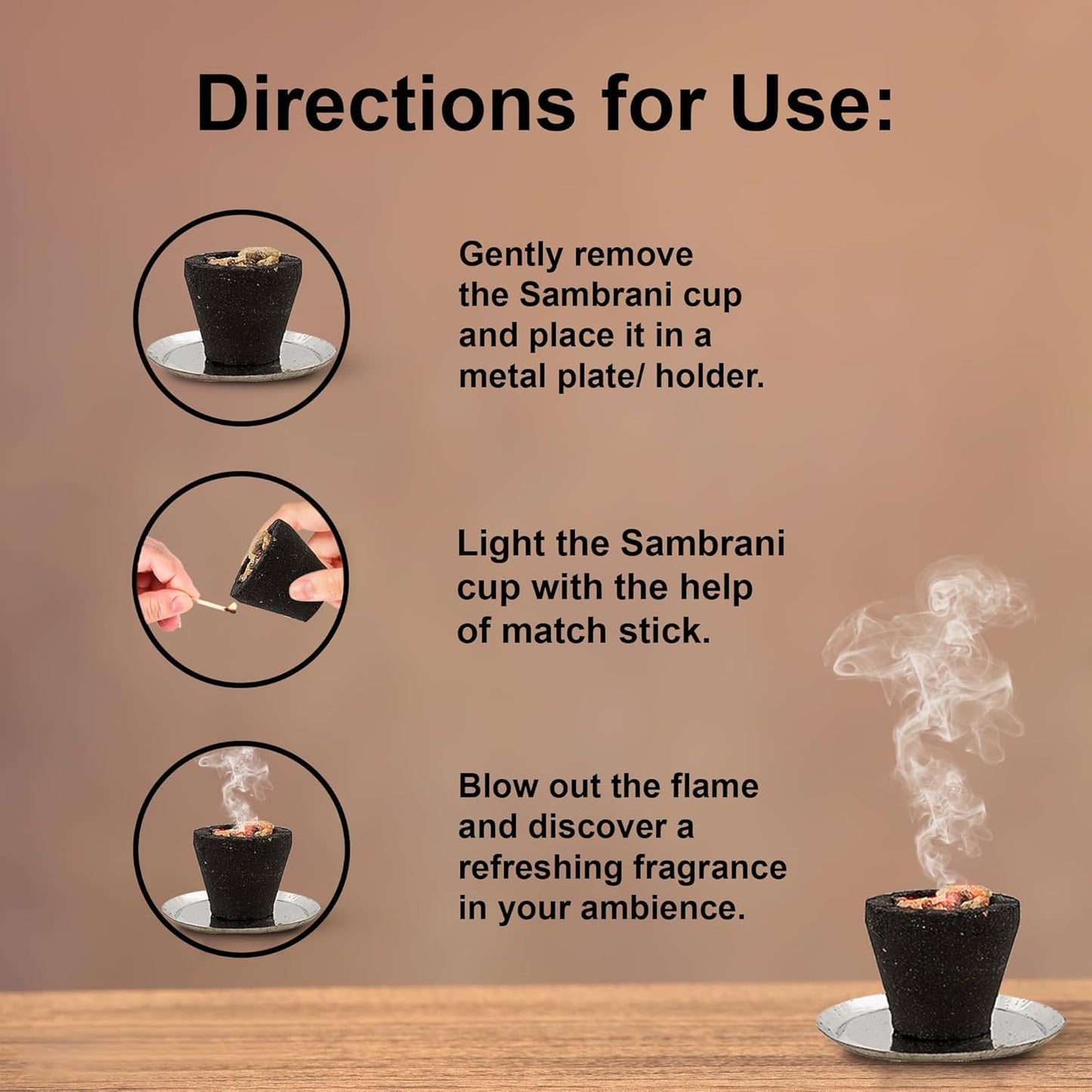 Dhoop Cups for Pooja & Havan at Home, Office, Temple & Festivals | Natural Original Mix Fragrance Dhoop Cones, Mix Fragrance, Dhuni Cup (Includes 1 Burner Plate)