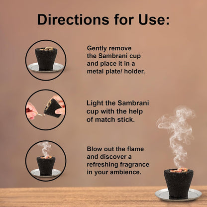Dhoop Cups for Pooja & Havan at Home, Office, Temple & Festivals | Natural Original Mix Fragrance Dhoop Cones, Mix Fragrance, Dhuni Cup (Includes 1 Burner Plate)