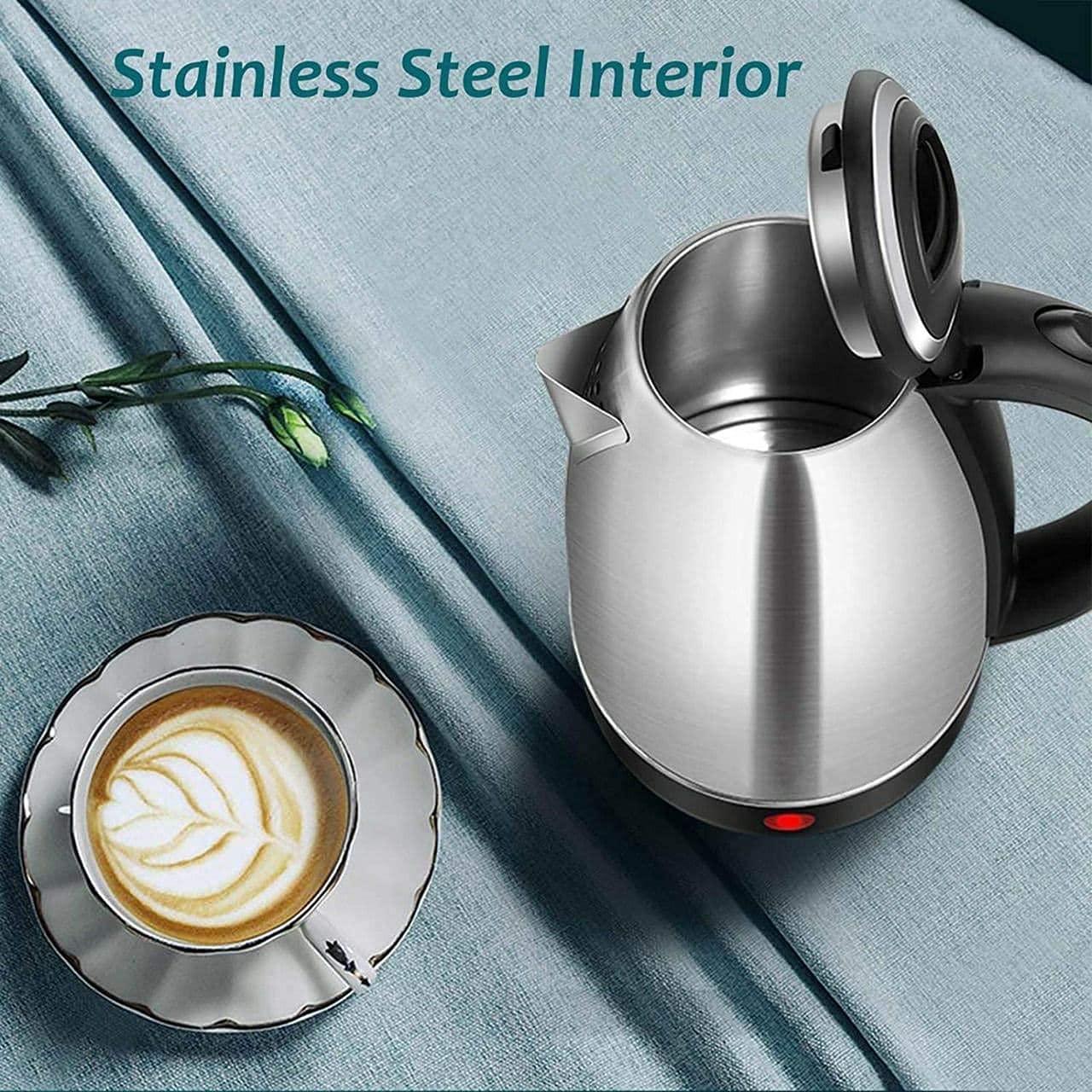 UK-0146 Stainless Steel Electric Kettle - Fast Boil, Auto Shut-Off, Cordless 2LTR