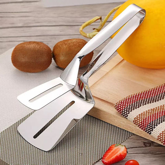 UK-0193 BBQ Cooking Tool Frying Turner Double Sided Spatula Multi-Functional Stainless Steel Food Flipping Clip Steak Tong Food Clamp