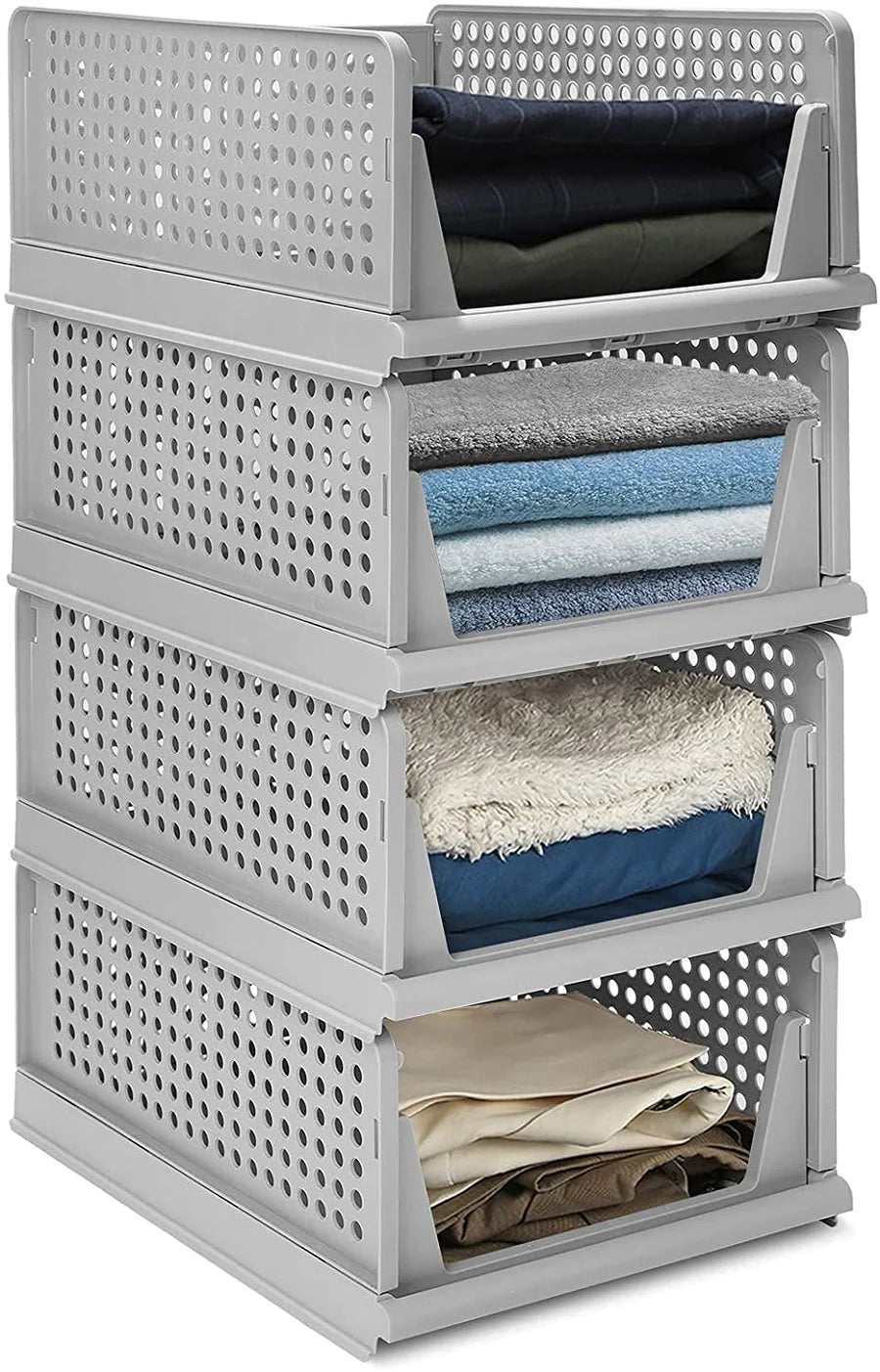 UK-0058 LAYER STACKABLE MULTIFUNCTIONAL STORAGE,FOR CLOTHES FOLDABLE DRAWER SHELF BASKET UTILITY CART RACK STORAGE ORGANIZER CART FOR KITCHEN, PANTRY CLOSET, BEDROOM, BATHROOM, LAUNDRY