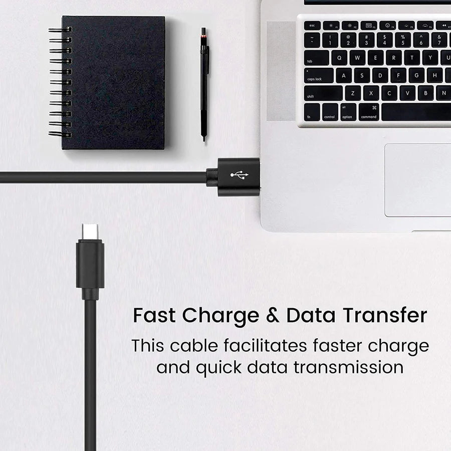 UK-0086 Type C Deta Cable (BLACK-LOOS) Fast Charge Cable Black|USB to Type C|Supports Upto 22.5W Fast Charging|Suitable for All Smartphones