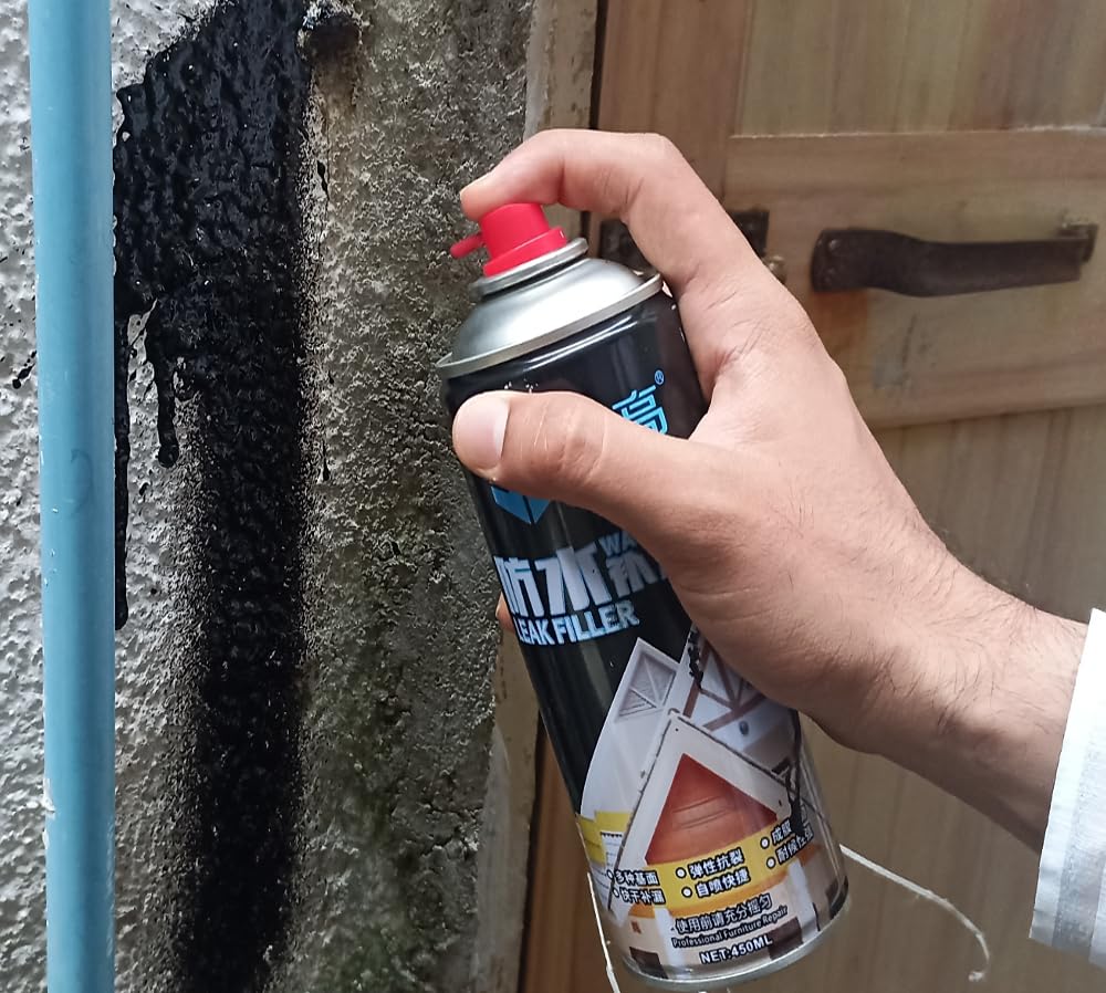 UK-0168 Waterproof Leak Filler Spray Rubber Flexx Repair & Sealant - Point to Seal Cracks Holes Leaks Corrosion More for Indoor Or Outdoor Use Black Paint