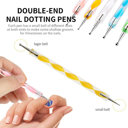 UK-0303 5 pieces Nail Art Dotting Marbleizing Tool Pen for Nail Decoration Stamping (Multicolour)