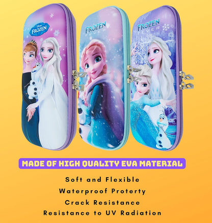 UK-0561 Pencil Box Pouch for Kids  3D Frozen Elsa Pencil Pouch for Girls, Stylish Premium Hardtop Stationery Bag for School Students