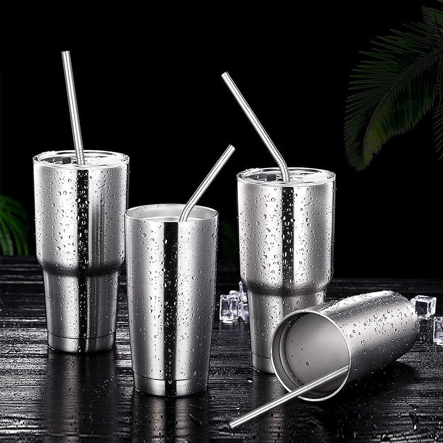 UK-0246 Stainless Steel Straws for Drinking with Brushes | Steel Straws + Straw Cleaning Brush