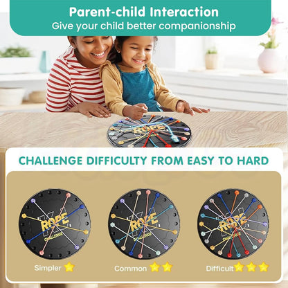 UK-1017 Rope Challenge Board Game, Interactive Puzzle with 10 Elastic Ropes, Family Game, Brain Boosting Family Game for Ages 3+