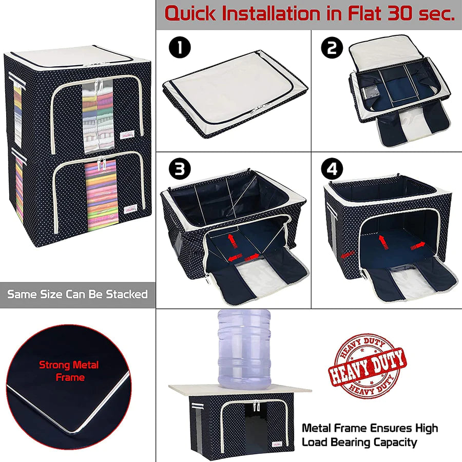 UK-0005 (66LTR.) Storage Box for clothes, Cloth Storage box for wardrobe, cloth organisers storage box, saree boxes for storage Oxford Cloth material