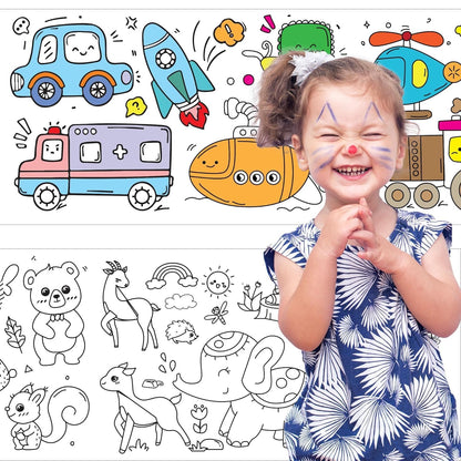 UK-0866 Children's Drawing Roll, 2025 New Coloring Paper Roll for Kids, 30*300cm DIY Painting Drawing Paper Roll, Sticky Drawing Paper Roll, Early Educational Toys for Kids