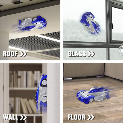 UK-1015 Wall Climb Remote Control Racing Car, Anti Gravity Ceiling Wall Floor Climb Car 2.4G 360 Rotating Stunt High Speed Rechargable Rc Toy with LED Lights