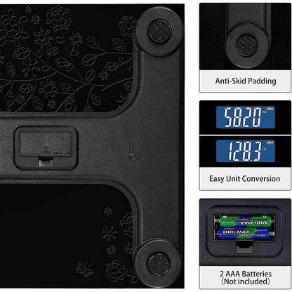 UK-0155 Digital Weight Scale for body weight, LCD Panel, Electronic Weighing Scale with thick tempered glass, High Precision Sensors accurate weight machine