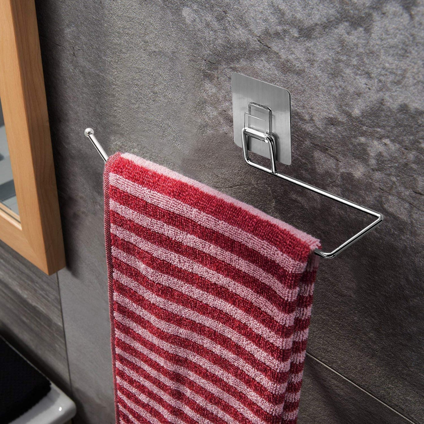 UK-1064 Stainless Steel Self Adhesive Napkin Wall Mount Towel Hanging Holder with Magic Adhesive Pad Kitchen Paper Tissue Paper Stand Towel Bar Hanger for Kitchen and Washbasin Tissue towel holder