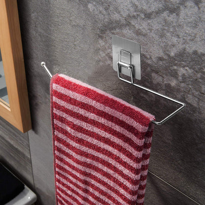 UK-1064 Stainless Steel Self Adhesive Napkin Wall Mount Towel Hanging Holder with Magic Adhesive Pad Kitchen Paper Tissue Paper Stand Towel Bar Hanger for Kitchen and Washbasin Tissue towel holder