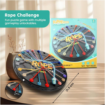 UK-1017 Rope Challenge Board Game, Interactive Puzzle with 10 Elastic Ropes, Family Game, Brain Boosting Family Game for Ages 3+