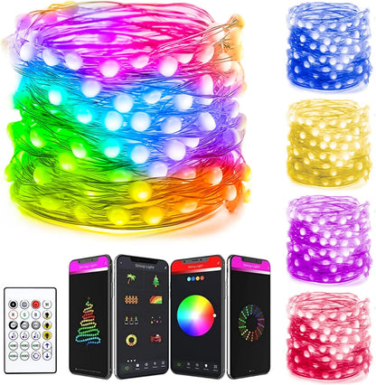 Smart Fairy String Lights - 5 Meter 150 LED Fairy Lights with Music Mode Remote App Control RGB Color Changing