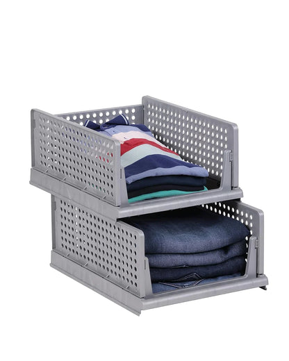 UK-0058 LAYER STACKABLE MULTIFUNCTIONAL STORAGE,FOR CLOTHES FOLDABLE DRAWER SHELF BASKET UTILITY CART RACK STORAGE ORGANIZER CART FOR KITCHEN, PANTRY CLOSET, BEDROOM, BATHROOM, LAUNDRY