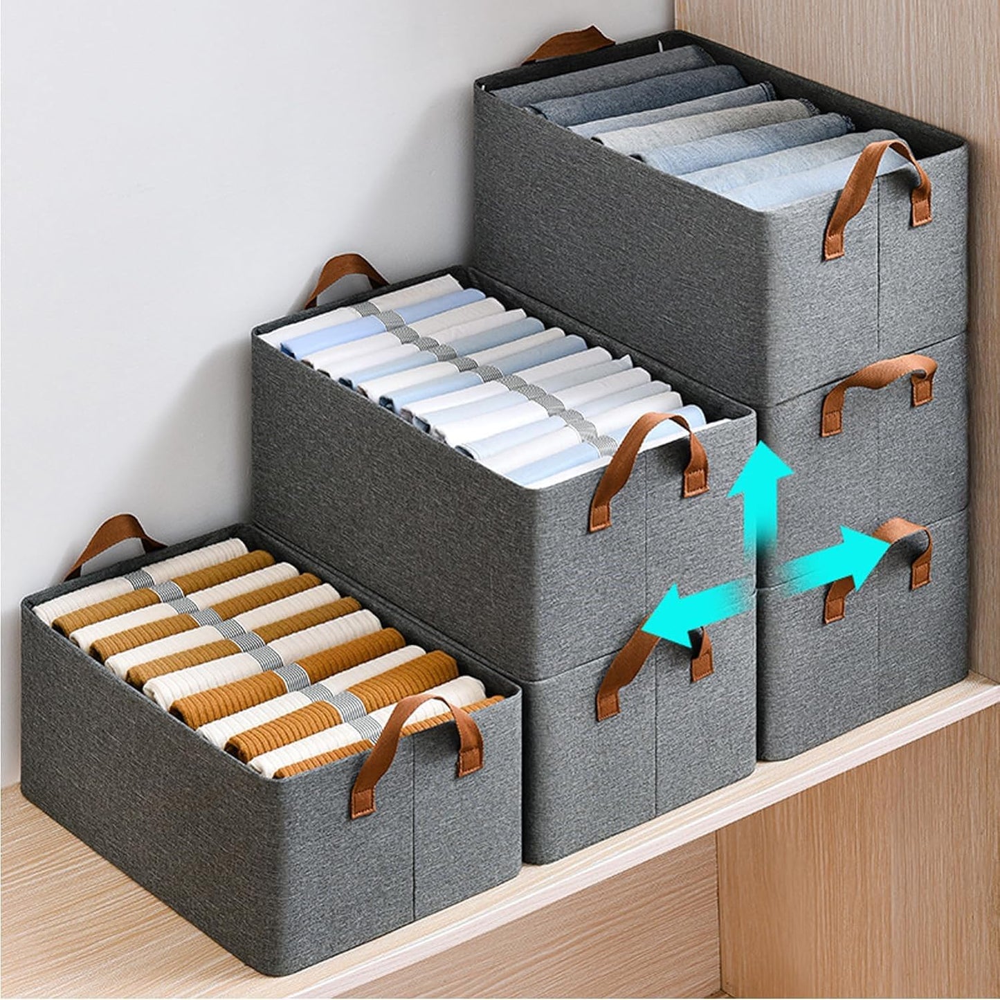 UK-0052 Closet Storage Bins, Fabric Storage Bins Baskets for Organizing Storage Box, Large-Capacity Box for, Travel, Dormitory, Fabric Baskets for Organizing