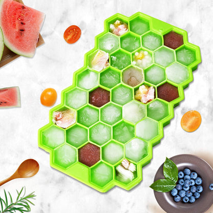 UK-0297 Ice Cube Tray for Freezer Flexible Silicone Honeycomb Design 37 Cavity Ice Cube Tray Ice Cube Box for Home Ice Cubes Silicon Trays for Freezer Mould Safe Ice Cube Molds Multicolor