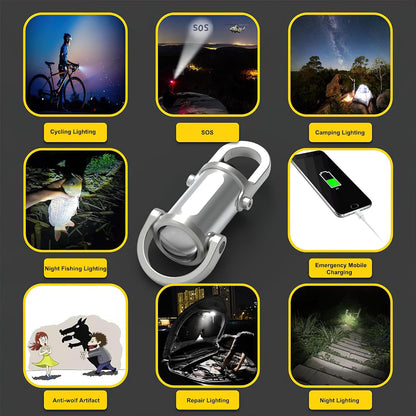 UK-1090  Portable LED Work Light Keychain Pendant USB Rechargeable Flashlight Keyring for Camping Pocket Sized Accessory Portable Flashlight Keychain