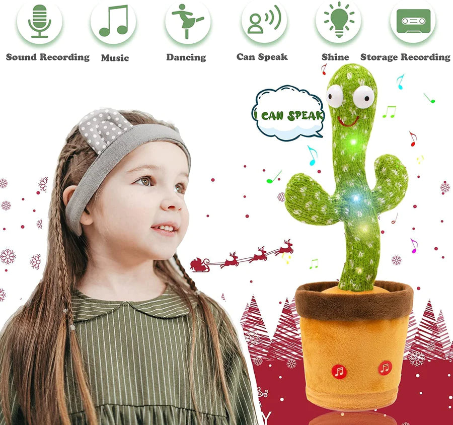 UK-0076 Dancing Cactus Toy for Babies Talking, Speaking, Recording | Repeat What You Say | Singing Electronic Pet for Toddlers | Swing and Sing Toy-Charger Cactus Toy Plant..