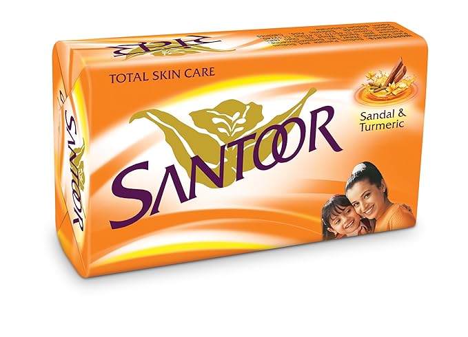 Santoor Skin Moisturizing Sandal & Turmeric Bathing Soap with Nourishing & Anti-Aging Properties| For Soft & Smooth and Younger-Looking Skin| For All Skin Types