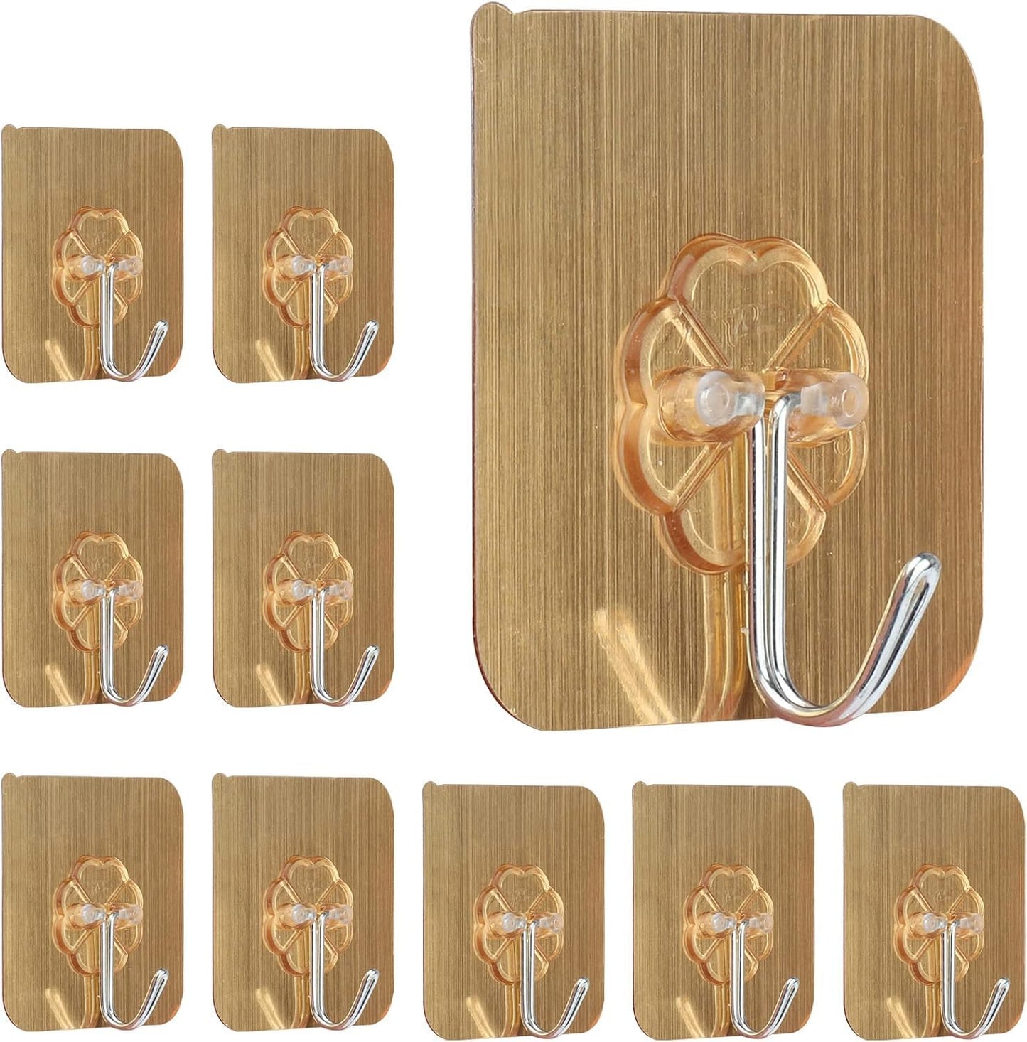 UK-0932 Wall Hanging Hooks for Wall Without Drilling |6 Pack Self Adhesive Hooks for Wall Heavy Duty Strong Nail Free | Kitchen Accessories Items (Hanging Hook, Golden)