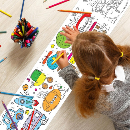 UK-0866 Children's Drawing Roll, 2025 New Coloring Paper Roll for Kids, 30*300cm DIY Painting Drawing Paper Roll, Sticky Drawing Paper Roll, Early Educational Toys for Kids