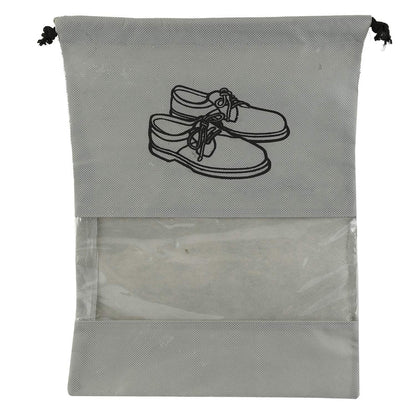 UK-0018 (PREMIUM)Shoe Cover/String Bag Organizer|Shoe Print & Non Woven Material|Transparent Window|Size 43 x 30 Cm