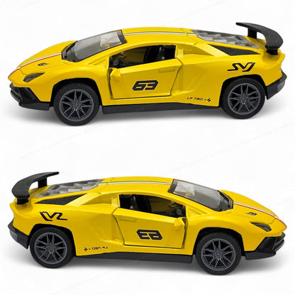 UK-0984 Lamborghini Diecast Model Toy, 1:32 Scale with Sound & Lights Pull Back Collectible Vehicle Toy Door Opening Scale Car Model Birthday Gift for Boys Girls (DieCast 63)