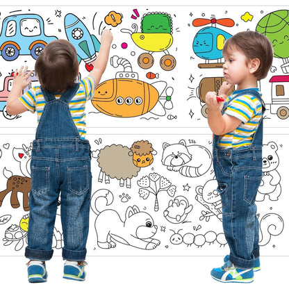 UK-0866 Children's Drawing Roll, 2025 New Coloring Paper Roll for Kids, 30*300cm DIY Painting Drawing Paper Roll, Sticky Drawing Paper Roll, Early Educational Toys for Kids