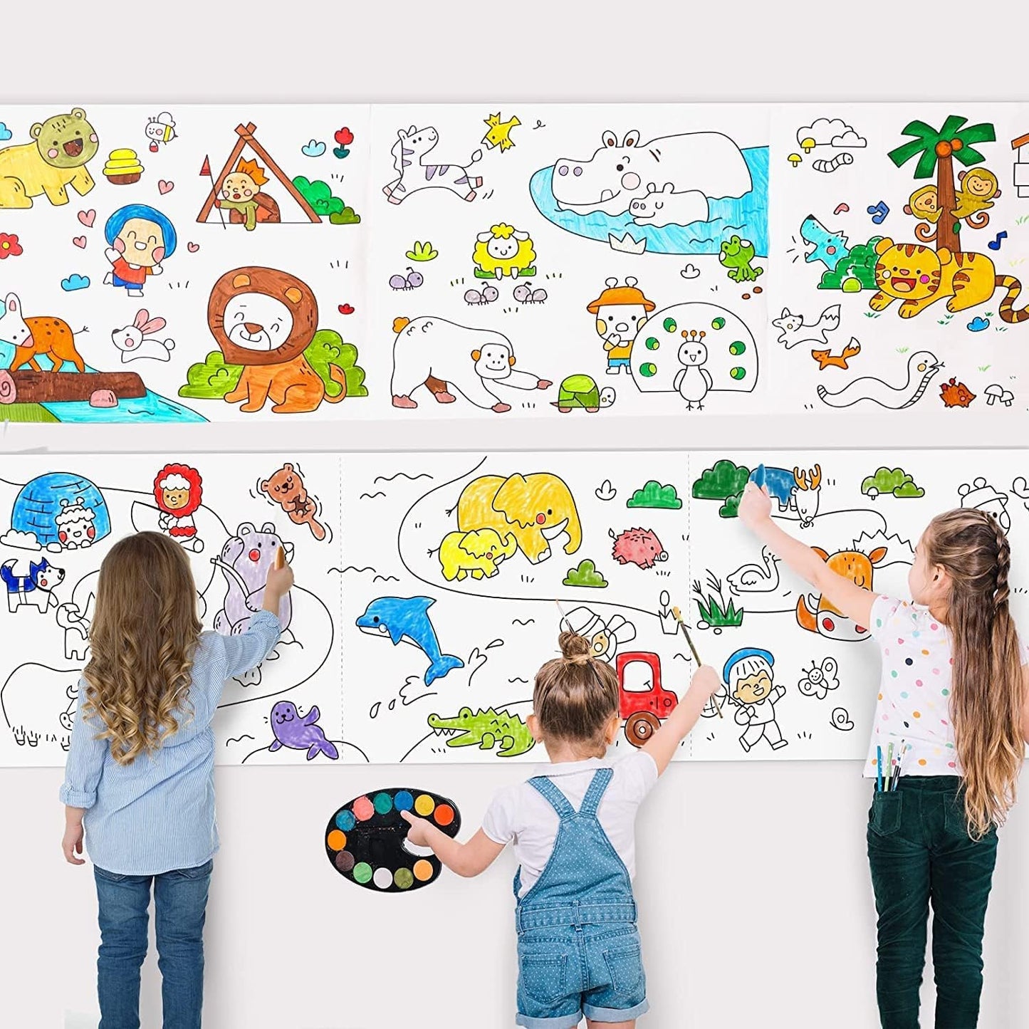 UK-0866 Children's Drawing Roll, 2025 New Coloring Paper Roll for Kids, 30*300cm DIY Painting Drawing Paper Roll, Sticky Drawing Paper Roll, Early Educational Toys for Kids