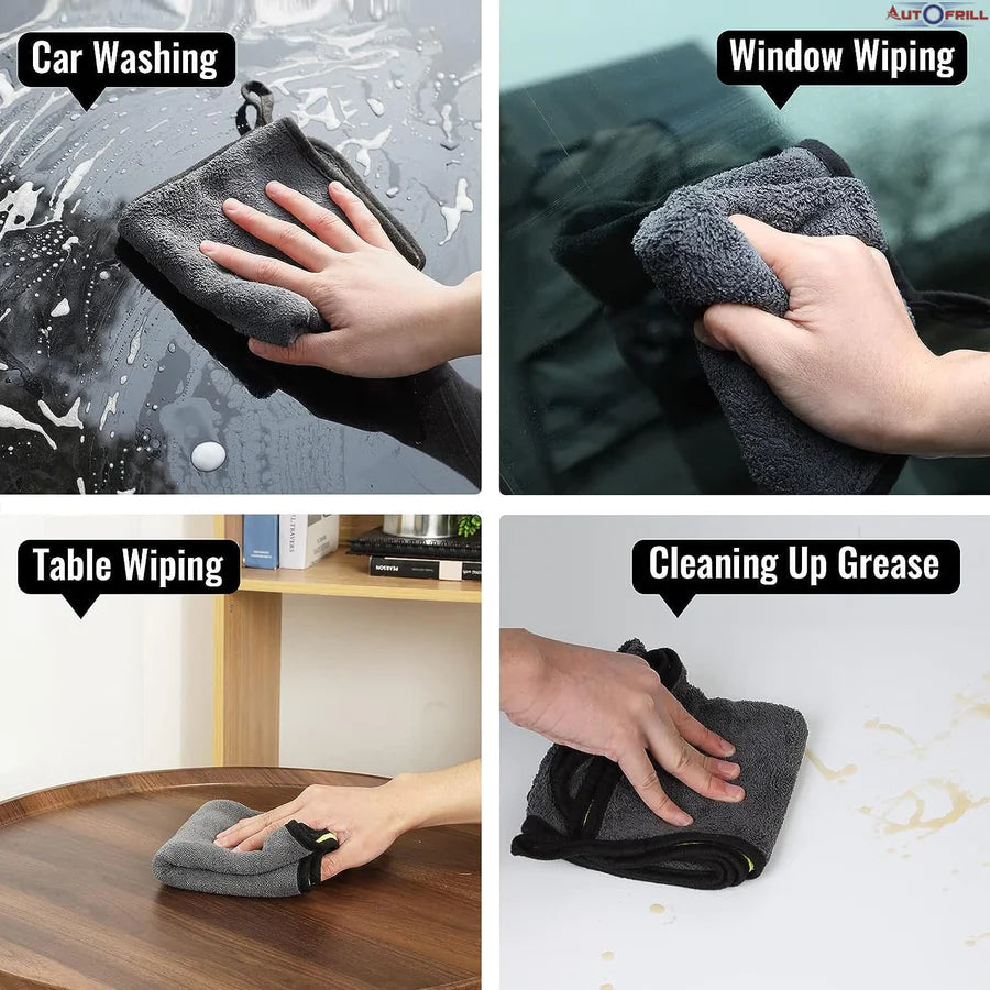 UK-0019 Microfiber Cloth for Car and Bike Cleaning | 40x30 cm | 600 GSM | Multipurpose Kitchen and Car Accessories | Ultra Absorbent Polishing and Detailing Cloth