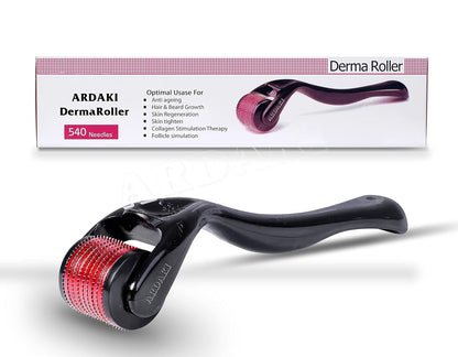 UK-0176 Derma Roller For Hair And Beard Regrowth 540 Micro 0.5mm Titanium Alloy Needles Reduces Hair Fall & Stimulates Hair Follicles, Safe and Effective Easy to use | Skin Care Men and Women