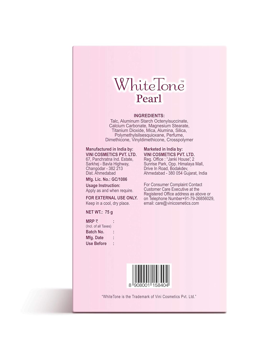 White Tone  Face Powder For All Skin Type , Natural,Beige