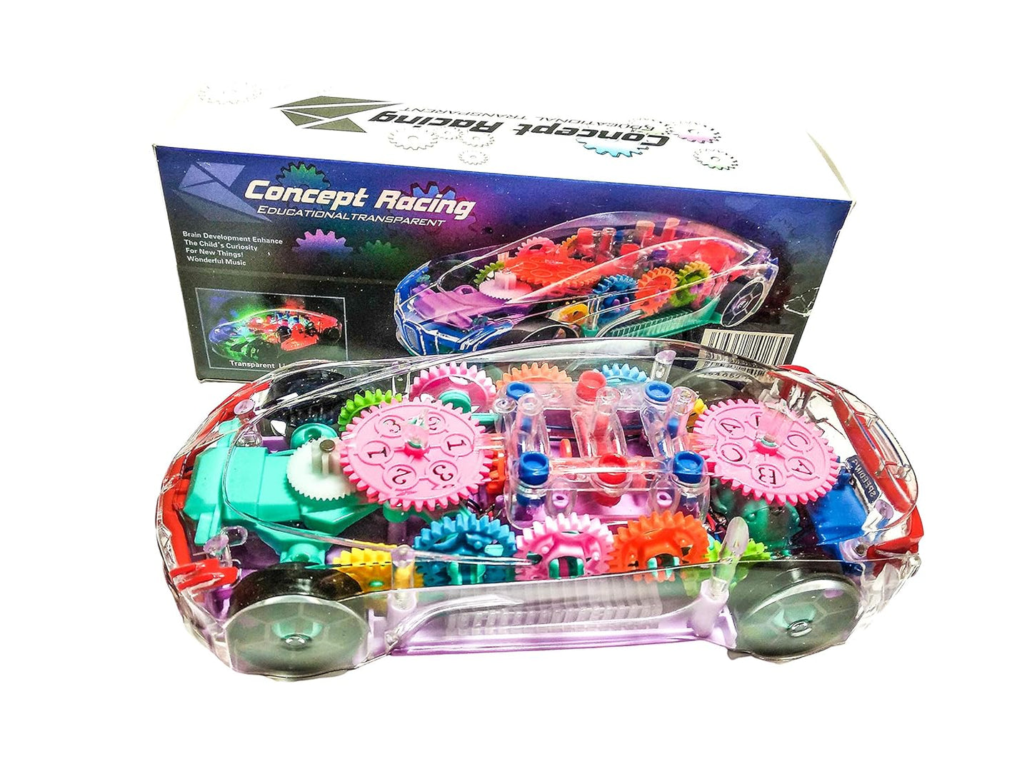 UK-0335 ransparent Mechanical Car Toy for Kids with Gear Technology 3D Light Musical Sound & 360 Degree Rotation