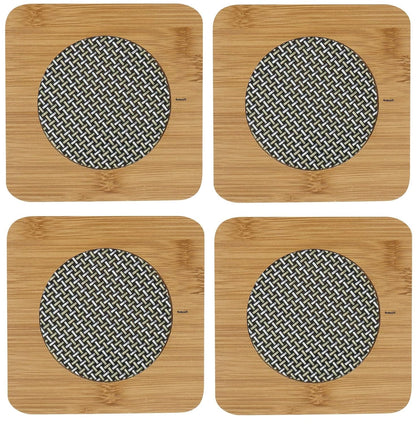 UK-1074 Wood Coasters For Hot Tea/Coffee Cups, Heat Insulation Pad Table Mats Placemats For Big Pans (Big Size, 17x17 cm)