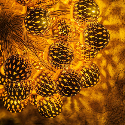 UK-1010 Diwali String Lights, 1 2LED  Moroccan Golden Globe Christmas Lights Decorations for Indoor Outdoor Home Xmas Tree