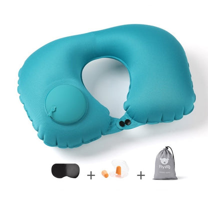 UK-0379 Neck Pillow for Travel, 1 Piece Set Head Rest Combination, with Premium Eye Mask and Earplug, Men and Women Flights Inflatable Travel Pillow, for Planes