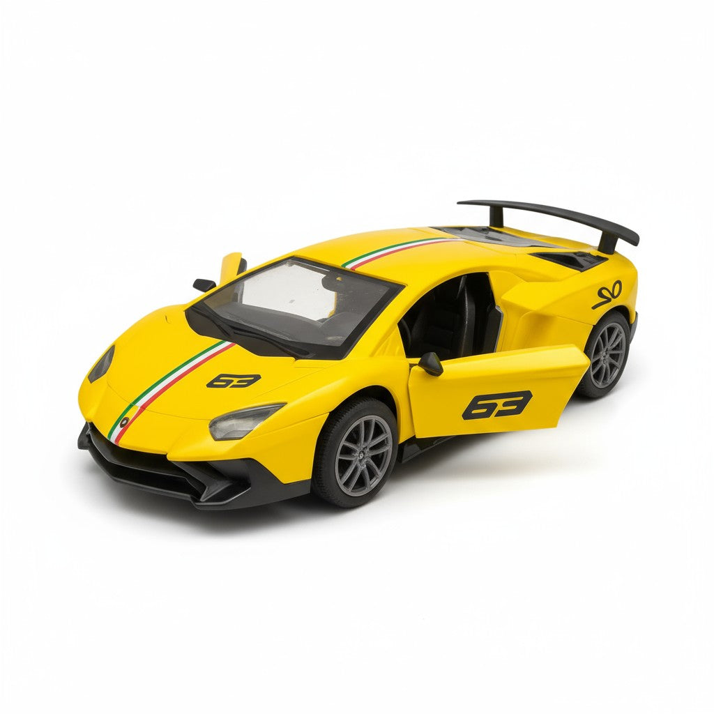 UK-0984 Lamborghini Diecast Model Toy, 1:32 Scale with Sound & Lights Pull Back Collectible Vehicle Toy Door Opening Scale Car Model Birthday Gift for Boys Girls (DieCast 63)