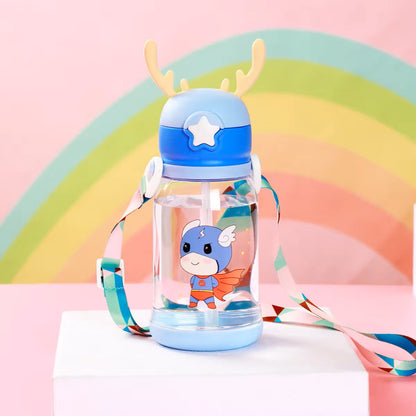 UK-0603 Cute cartoon children antlers kawaii kids water bottle school large capacity girls/boys  portable water bottles child