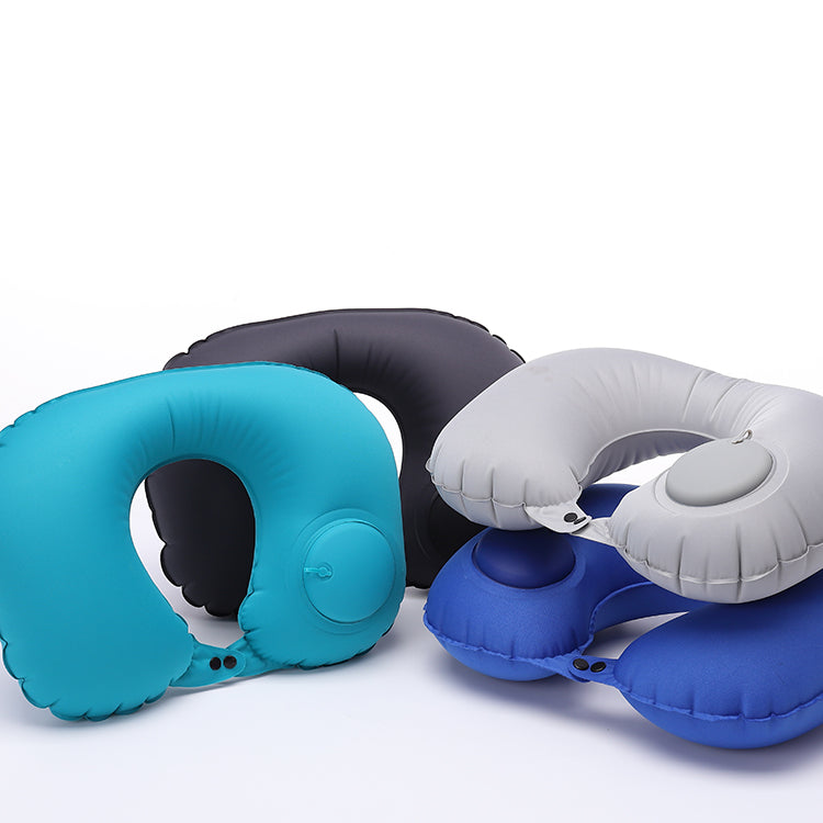 UK-0379 Neck Pillow for Travel, 1 Piece Set Head Rest Combination, with Premium Eye Mask and Earplug, Men and Women Flights Inflatable Travel Pillow, for Planes