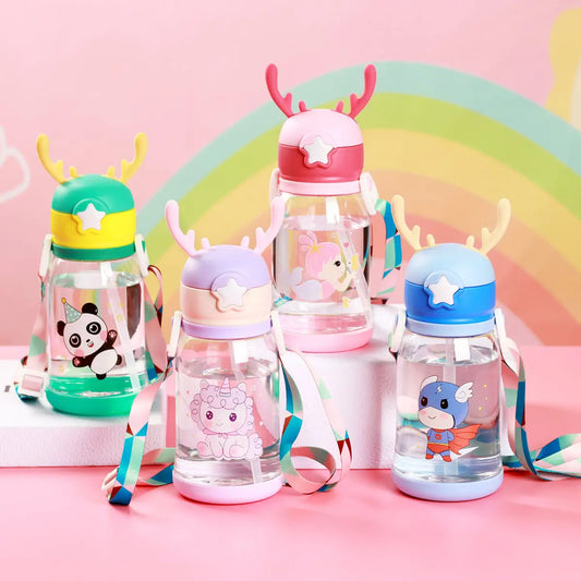 UK-0603 Cute cartoon children antlers kawaii kids water bottle school large capacity girls/boys  portable water bottles child