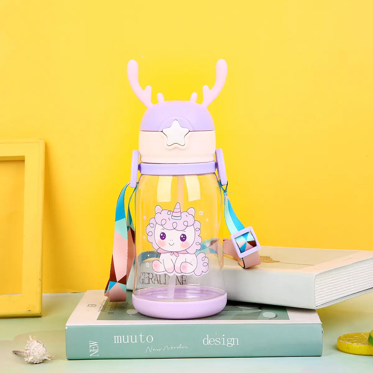 UK-0603 Cute cartoon children antlers kawaii kids water bottle school large capacity girls/boys  portable water bottles child