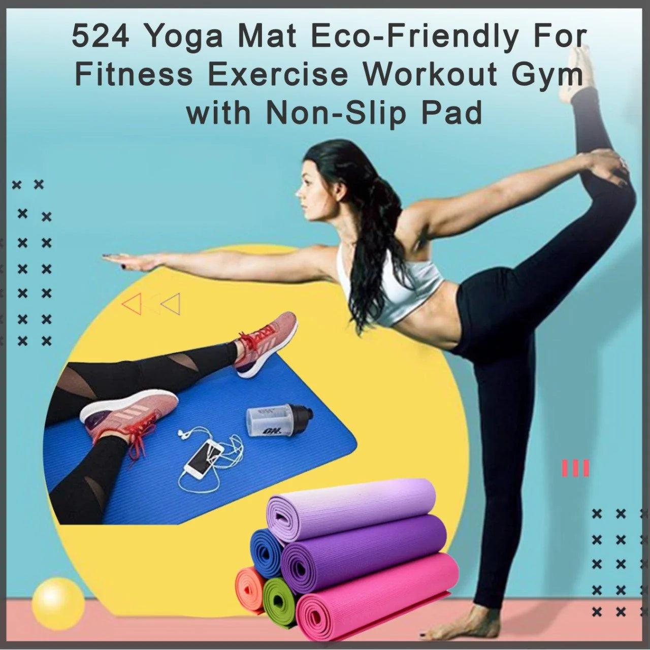 UK-0143 Yoga Mat Anti Skid Gym Workout and Flooring Exercise for Men & Women (Standard Size, 4 mm Thick-Multi Color)