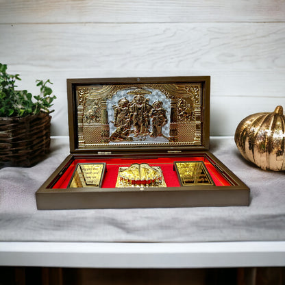 UK-0325 BIG SIZE-Blessing Lord Small Puja Worship Box – Gold Plated ( MIX GOD)