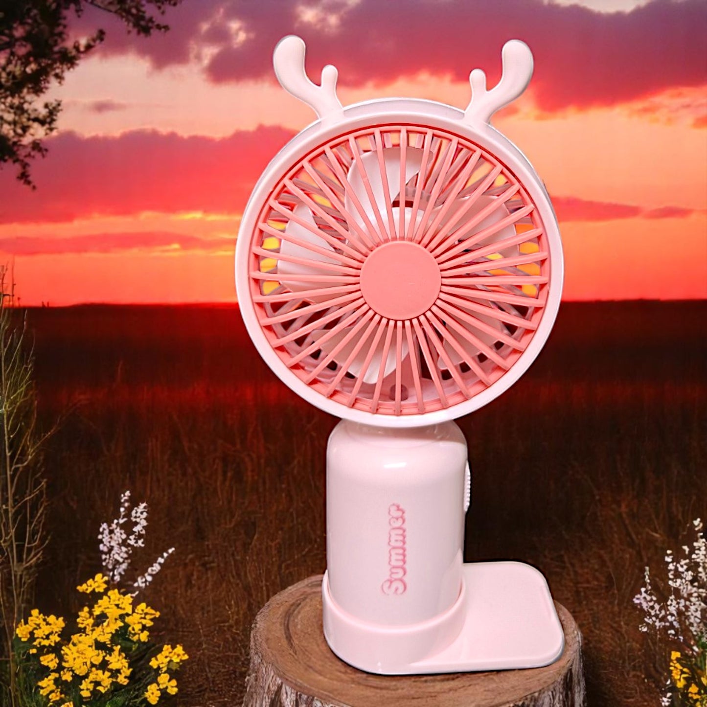 UK-0861 Reindeer Theme Baby Portable Mini Fan with Light