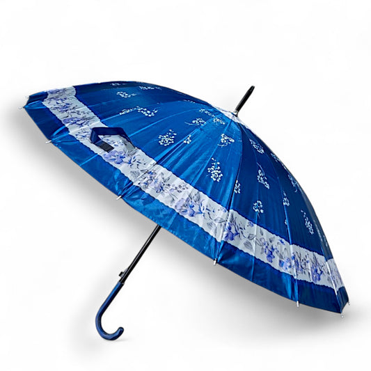 UK-0908 Colorful Flower Pattern Canopy Cross Straight Umbrella