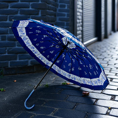 UK-0908 Colorful Flower Pattern Canopy Cross Straight Umbrella