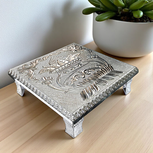Antique Silver Kalash Design Chowki For All Purpose Bajot