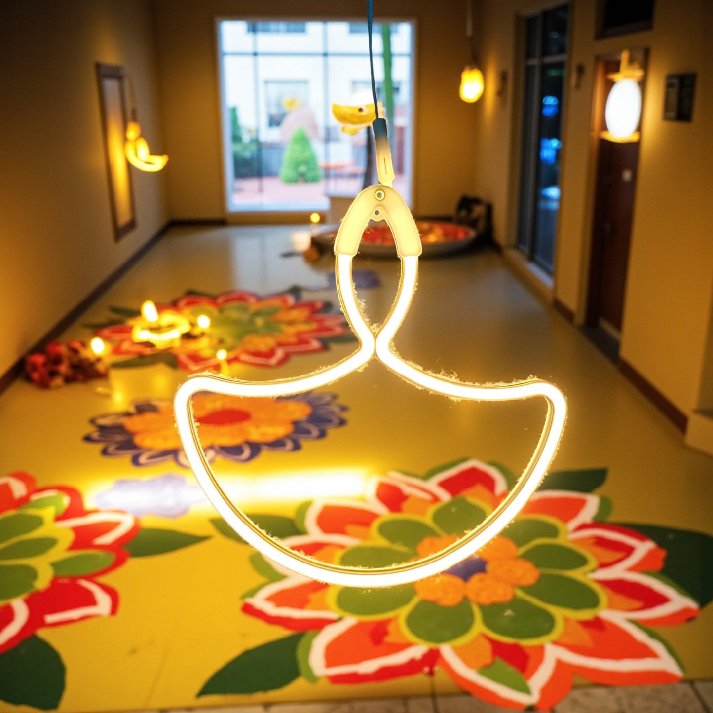 UK-1011 Diwali Diya Neon Sign Strip Lights, LED Strip Rope Lights for Home Party Supplies Decor Accessory | Signs for Diwali Room Indoor Outdoor Decoration Light